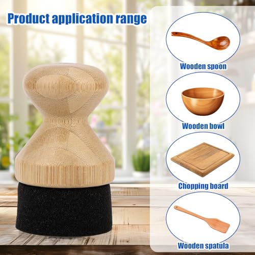 Wood Cutting Board Oil Applicator with Cover, Butcher Block Mineral Brush Tools Gadgets for Kitchen Scrapers Bowls Spoons