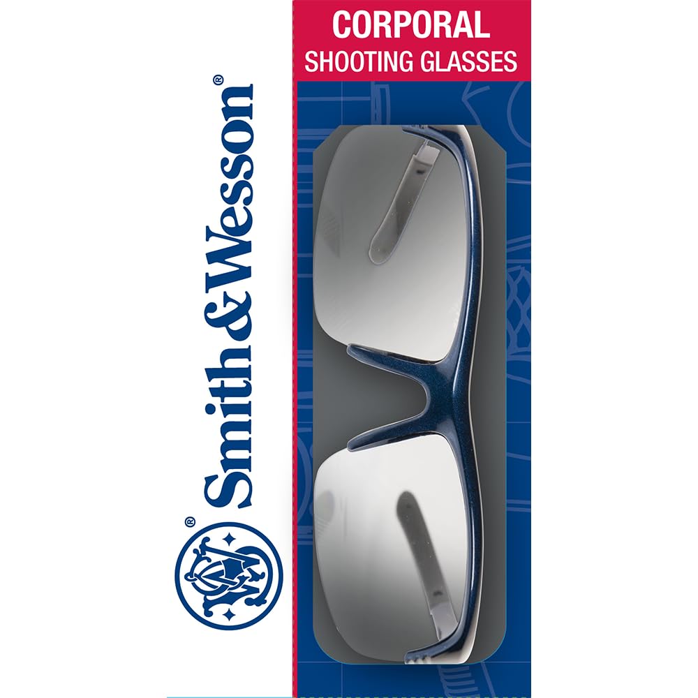Smith & Wesson Corporal Half Frame Shooting Glasses with No-Slip Rubber, Impact Resistance and Storage Bag for Shooting, Working and Everyday Use