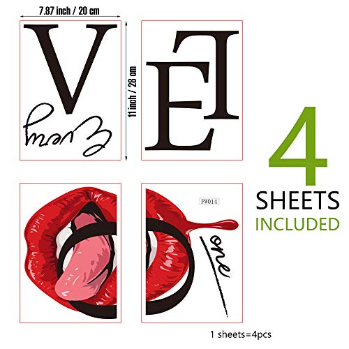 Sexy Red Lips Wall Decor, Love Everyone Quotes Wall Sticker Home Decals for Walls Home Decorations Wall Decals for Living Room Bedroom Removable Mural