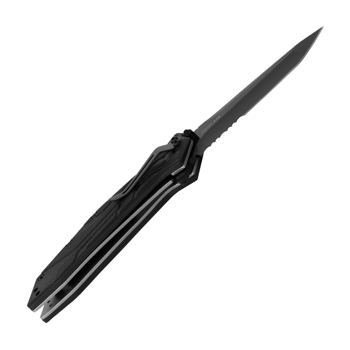 Kershaw Brawler Pocket Knife, All-Black Design, 3 Inch Stainless Steel Partially Serrated Tanto Blade, EDC with Assisted Opening, 4-Position Pocketclip, Everyday Carry Pocket Knife for Men and Women