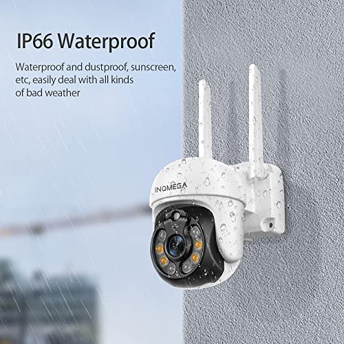 INQMEGA TUYA PTZ Camera Outdoor, 3MP Security Home Surveillance Camera with 2.4G WiFi, Waterproof IP Wireless Camera, Color Night Vision£¬Two-Way Audio, Motion Detection, Cloud & SD Card