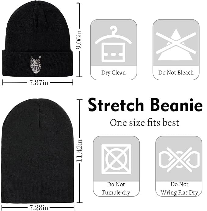 Funny Ghost Knit Beanie Hat - Unisex Winter Goth Skull Cap