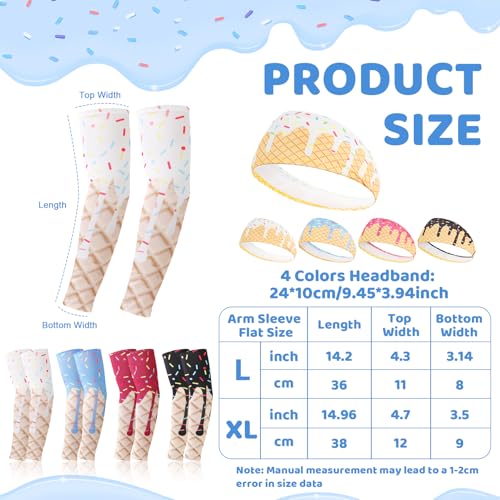 Youth Ice Cream Baseball Arm Sleeves & Sports Headbands - X-Large Multicolor