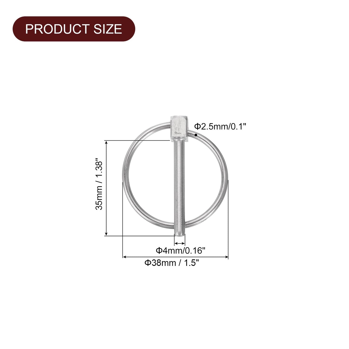 uxcell 4Pcs 1/8" x 1-3/8" Linch Pin with Ring, Stainless Steel Round Linch Pins for Boat Kayak Canoe, Trailer Trolley Trucks Mower, Silver