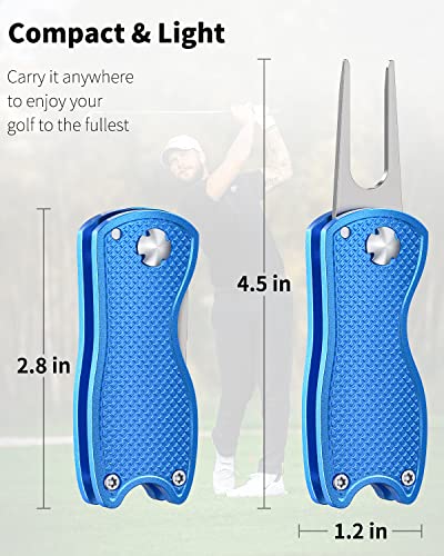 GreenHaven Blue & Black 2-6 Pack Foldable Golf Divot Repair Tool with Magnetic Ball Marker