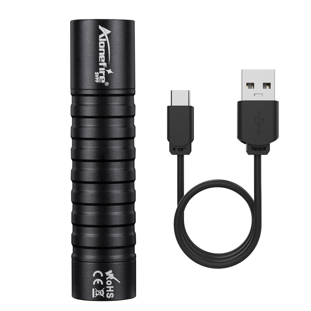 ALONEFIRE SV99 395nm UV Flashlight Small 3W Mini Black Light USB C Rechargeable Money Detector for Pet Urine Detector, Scorpion, Resin Curing, Bed Bug, Fishing, Minerals with Built-in Battery