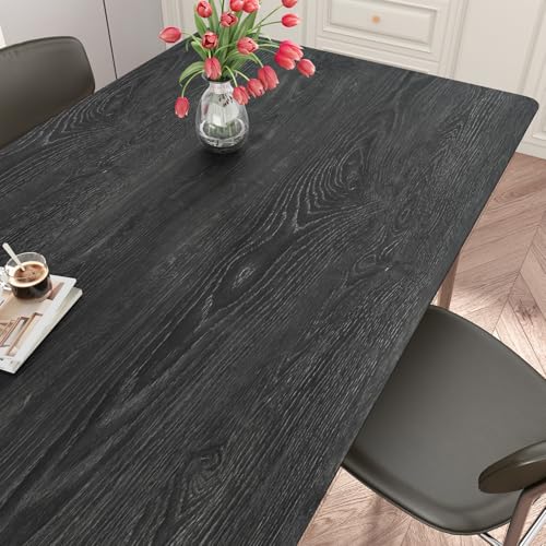 Grey Wood Contact Paper for Countertops Matte Grey Black Wood Peel and Stick Wallpaper 15.7" X78.8 Retro Dark Grey Wood Grain Contact Paper for Cabinets and Drawers Waterproof Vinyl Films