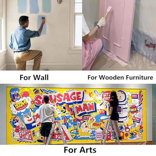 6 inch Wide Soft Bristle Paint Brush, Flat Stain Brush, Wooden Handle Deck Brush, Masonry Brush, Wood Stain Brush