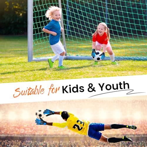 Goalkeeper Gloves for Kids - Size 6 Blue, Anti-Skid Latex