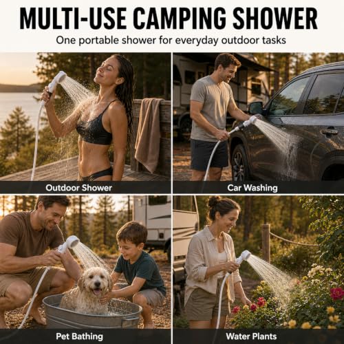 Portable Camping Shower with 5200mAh Battery & 4 Spray Modes