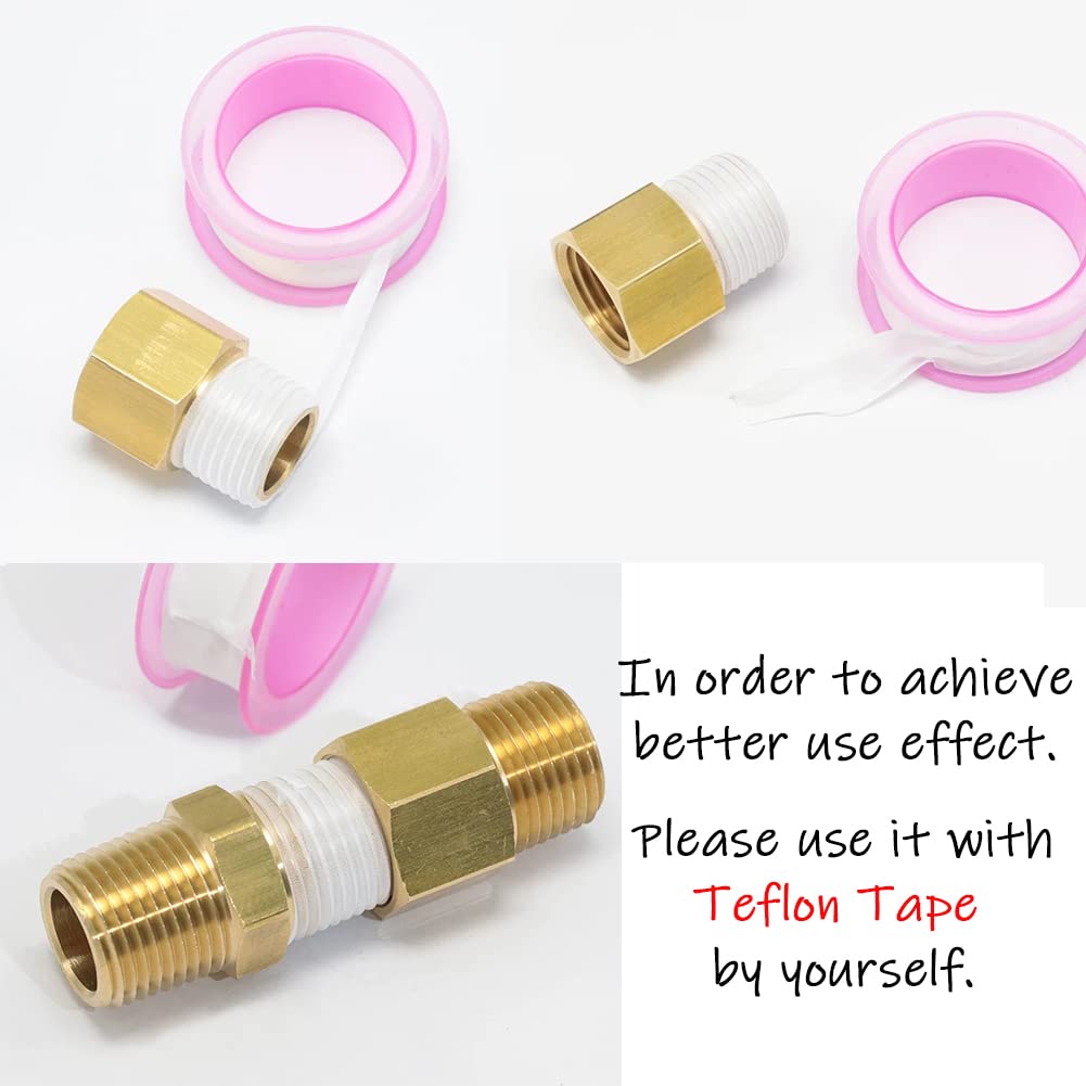 Uenede 3PCS Brass Reducer Adapter, 1/4" NPT Female to 1/2" NPT Female Thread, Hex Reducing Pipe Fitting Coupler Nipple Connector for Water/Oil/Gas