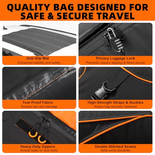 20 Cubic Feet Rooftop Cargo Carrier Bag - Waterproof & Aerodynamic