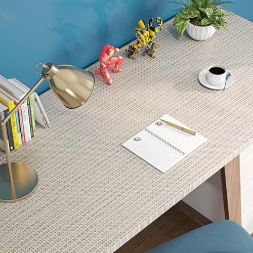 FunStick Beige Weave Grasscloth Peel and Stick Wallpaper Textured Wallpaper for Bedroom Bathroom Walls Removable Beige Contact Paper for Cabinets Waterproof Grass Cloth Fabric Wall Paper Roll 16"x80"