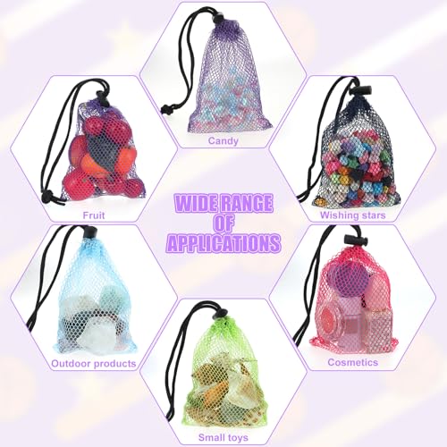 5 Pcs Small Drawstring Mesh Bags - 6x4 Inch Nylon Storage Bags