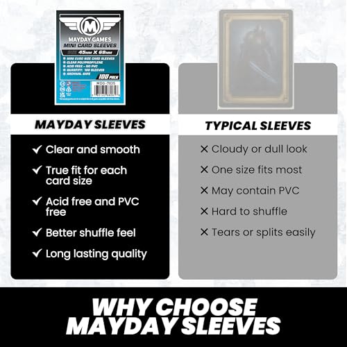 Mini Board Game Card Sleeves 45x68mm - 100 Pack Clear Protectors