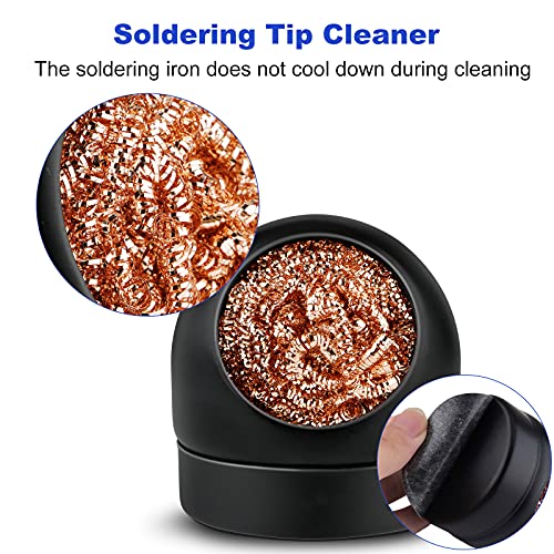 Soldering Iron Tip Cleaner Non-Slip Solder Tip Cleaning Wire Ball & Base Holder Soft Coiled Brass Tip Cleaner Kit