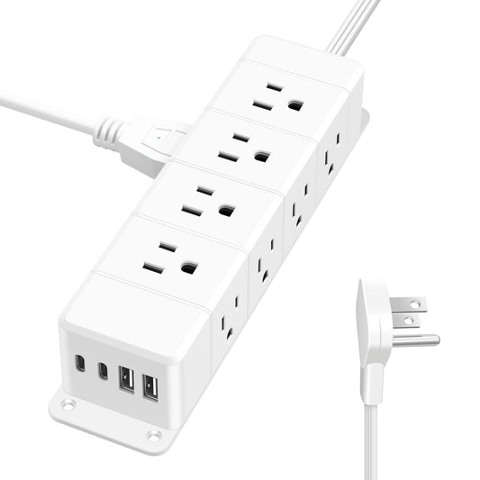 ANNQUAN 40W Fast Charging Under Desk Power Strip,12 Outlet Mountable Power Strip with 4 USB,1200J Surge Protection,6FT Flat Extension Cord