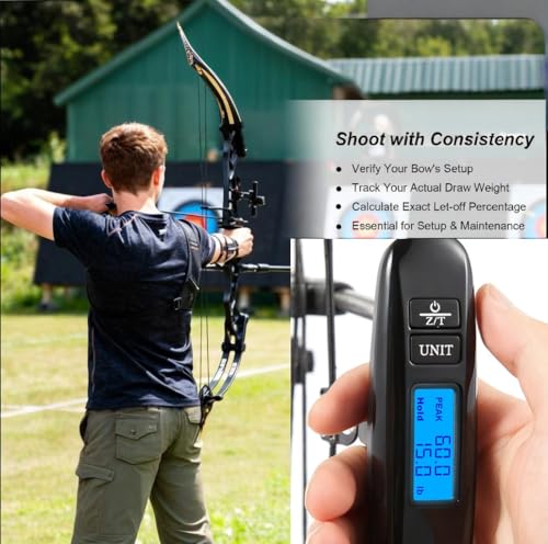 AHOSOUTLY Black 110LB/50KG Digital Bow Scale Recurve & Compound Archery Tuning Scale