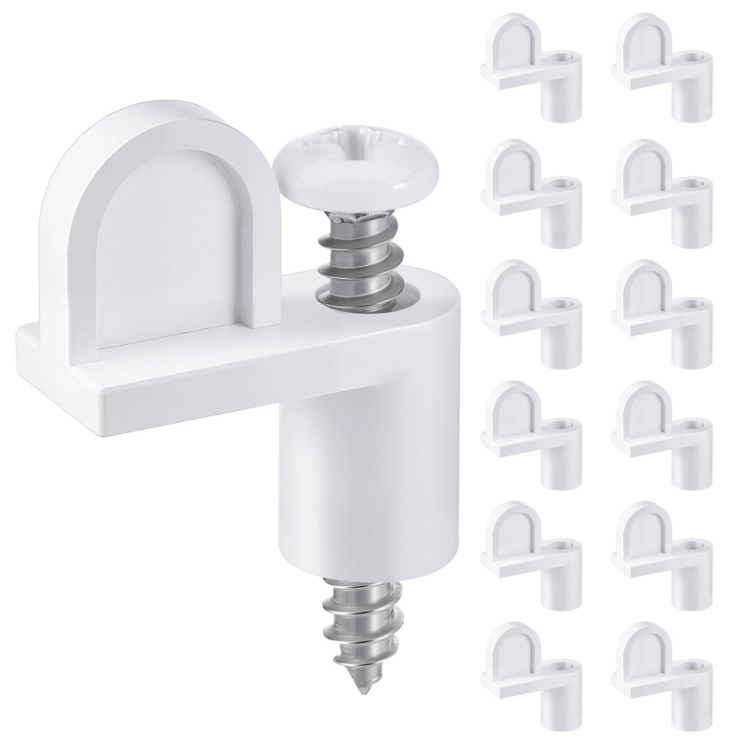Blulu 12 Pack 3/8 in Nylon Window Screen Clip with Screws Offset Clips for Fastens Storm Window, Storm Panels, Screen Door Clips (White)