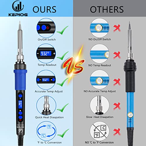 Soldering Iron Kit, 100W High-Power LCD Digital Soldering Iron, Circuit Board Repair Soldering Kit with Magnifying Glass Helping Hands, Adjustable Temperature Solder Welding Tools