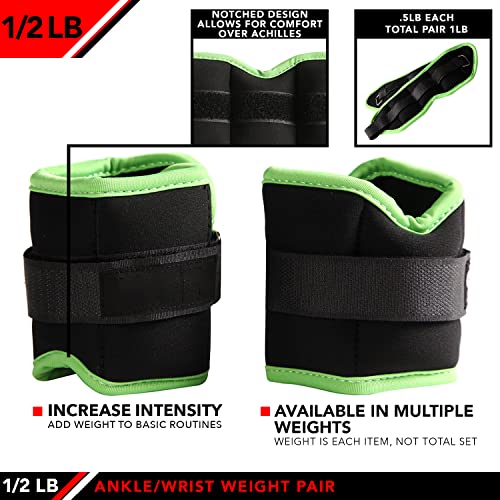 Adjustable Ankle Weights - 0.5 lb Pair with Velcro Straps