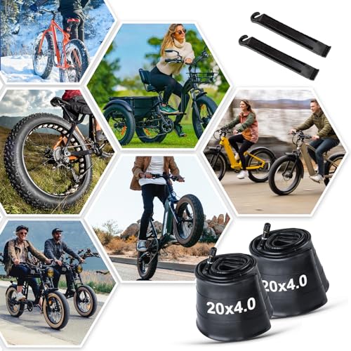 Hycline 20x4.0 Inch Fat Bike Inner Tube 2-Pack with Schrader Valve - Puncture Resistant Replacement Tubes