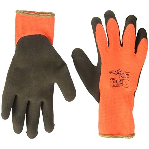 Powergrab 3 Pack 41-1400 Thermal Hi-Vis Orange/Black Cold Condition Work Gloves (Large)