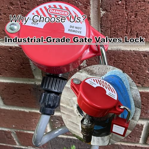 Gate Valve Lockout and Safety Padlock,1Set, Hose Bib Lock for Outdoor Faucet Knob/Water Spigot/Propane Tank,1 to 2-1/2 in Dia Valve Handles,Secure Lock Device for Outside Garden Valve
