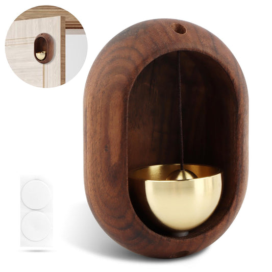 Oval Magnetic Hanging Door Bell, Loud Sound Wooden Zen Grip Doorbell Chime, Hanging Wood Shop Keeper Bells for Business Door Opening, Entrance Decoration (Black Walnut) (1)