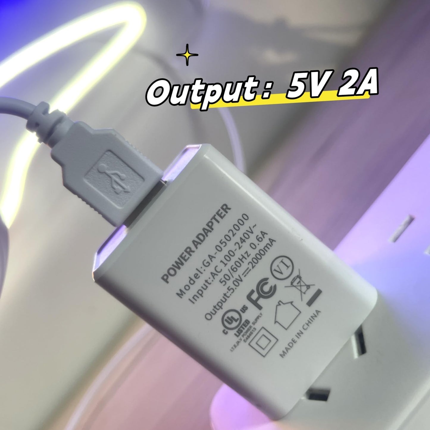 FLAGMEE 5V 2A Neon Sign Charger - Power Adapter for LED Neon Signs, Reliable Power Supply for 5V LED Lights