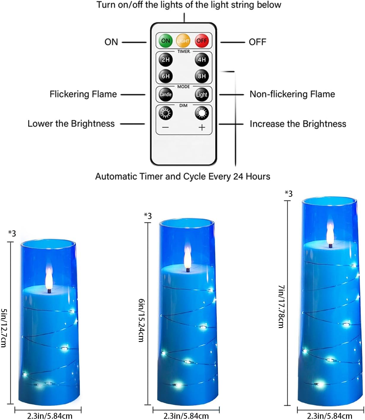 Flameless LED Pillar Candles Set - 9 Pcs White with Remote & Star String for Home Decor