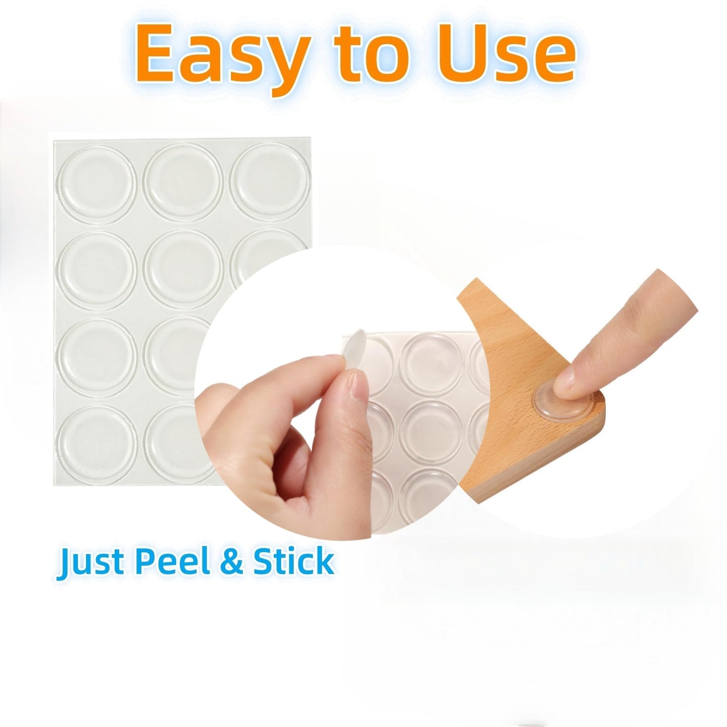 Glass Table Top Anti Slip Pads - Furnigear 3/4" Glass Table Top Bumpers Grippers Non Slip Sticker Self Adhesive Rubber Pad Feet for Cutting Board, Furniture, Laptop, Under Glass - Round Clear 36 Pcs