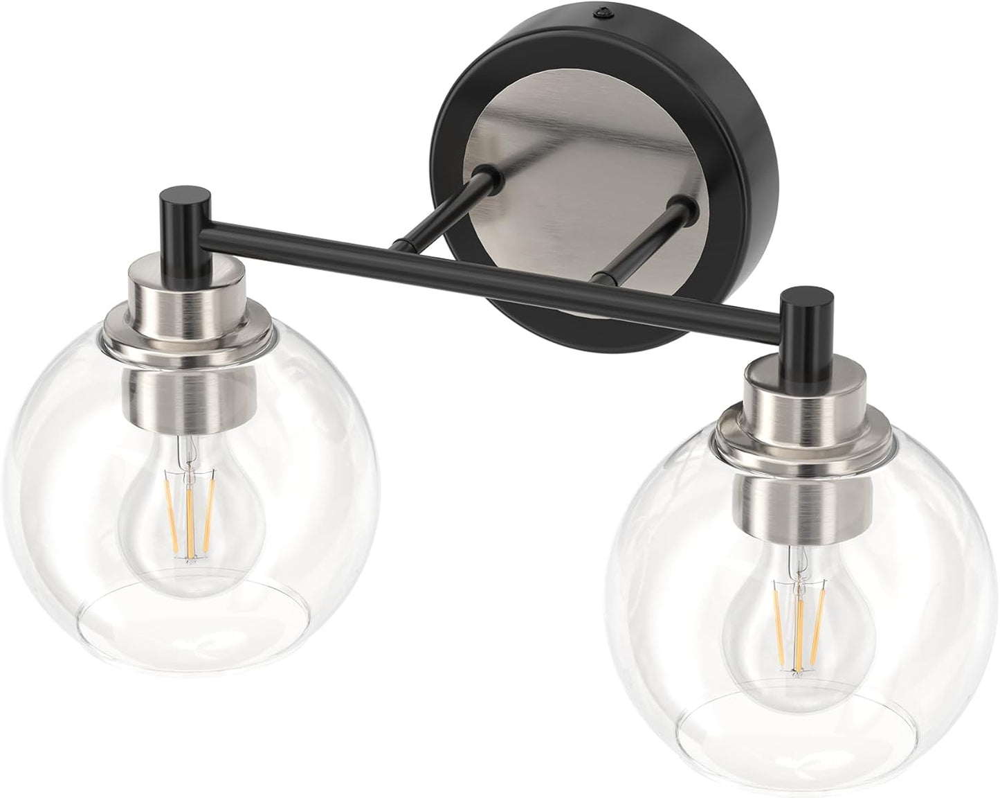 3-Light Vanity Bathroom Light Fixture with Globe Glass Shades - Brushed Nickel, ETL Certified