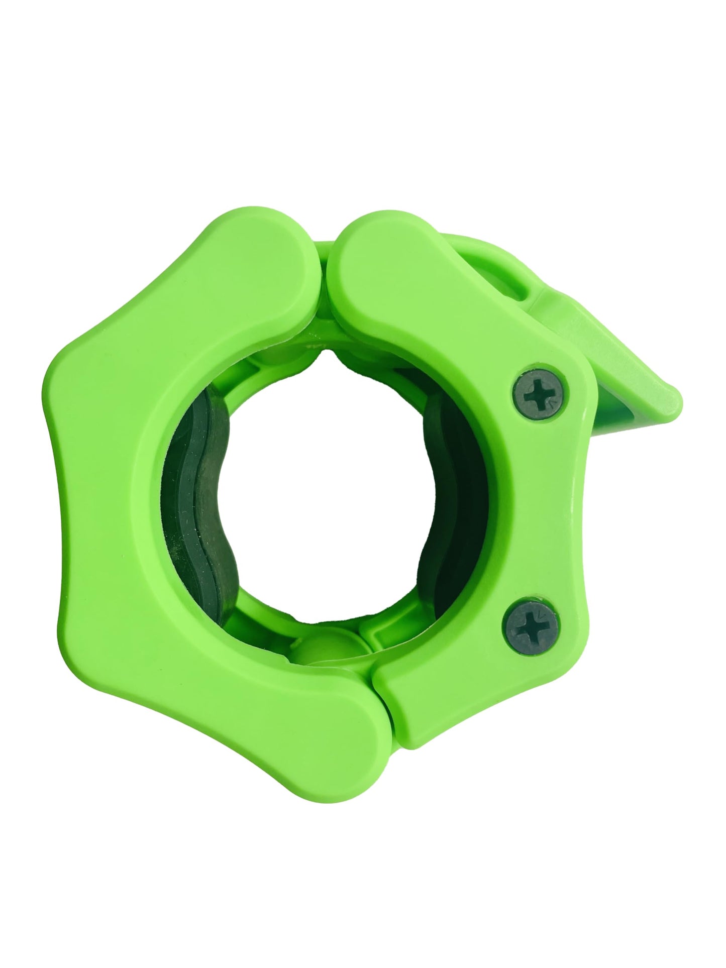HACUBA FITNESS Olympic Barbell Clamps Collars Quick Release Pair Weight Clips for 2 inch Barbell (NEON GREEN)