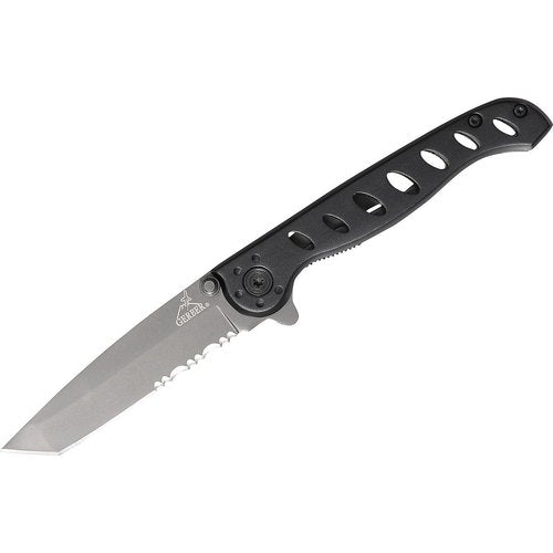 Gerber Gear EVO Mid Tanto Pocket Knife - 3.12" Partially Serrated Blade Folding Knife - EDC Gear and Equipment - Stainless Steel