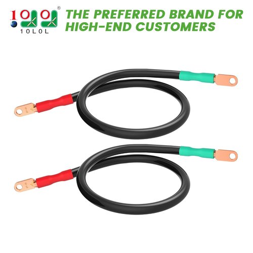 10L0L Golf Cart Pure Copper Battery Cables Compatible with EZGO RXV Golf Cart Models, AC/DC Battery Kit, 2 Gauge, 5-Piece Set, OEM# 602930, 607057