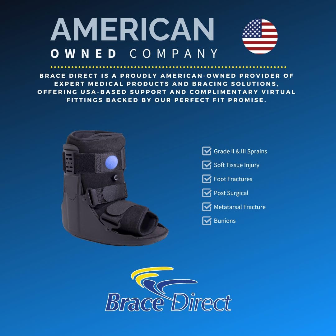 Brace Direct Short Air CAM Walker Boot - Adjustable Pneumatic Walking Boot for Broken Foot, Ankle Injuries, Sprains, Strains and Surgical Recovery (Medium - US Shoe Men 7.5-10 / Women 8.5-11.5)