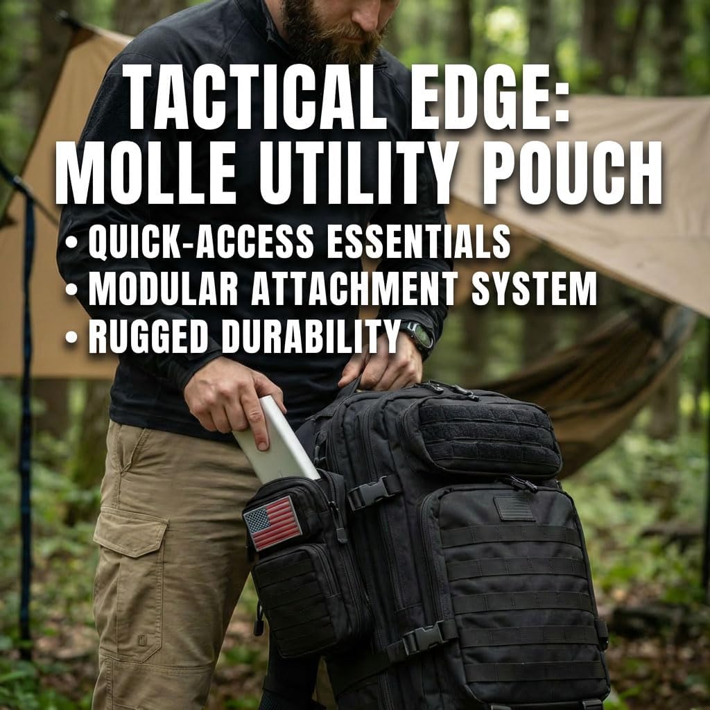 Skiennix Tactical EDC Pouch - 2 Pack Small Molle Design with US Flag Patches