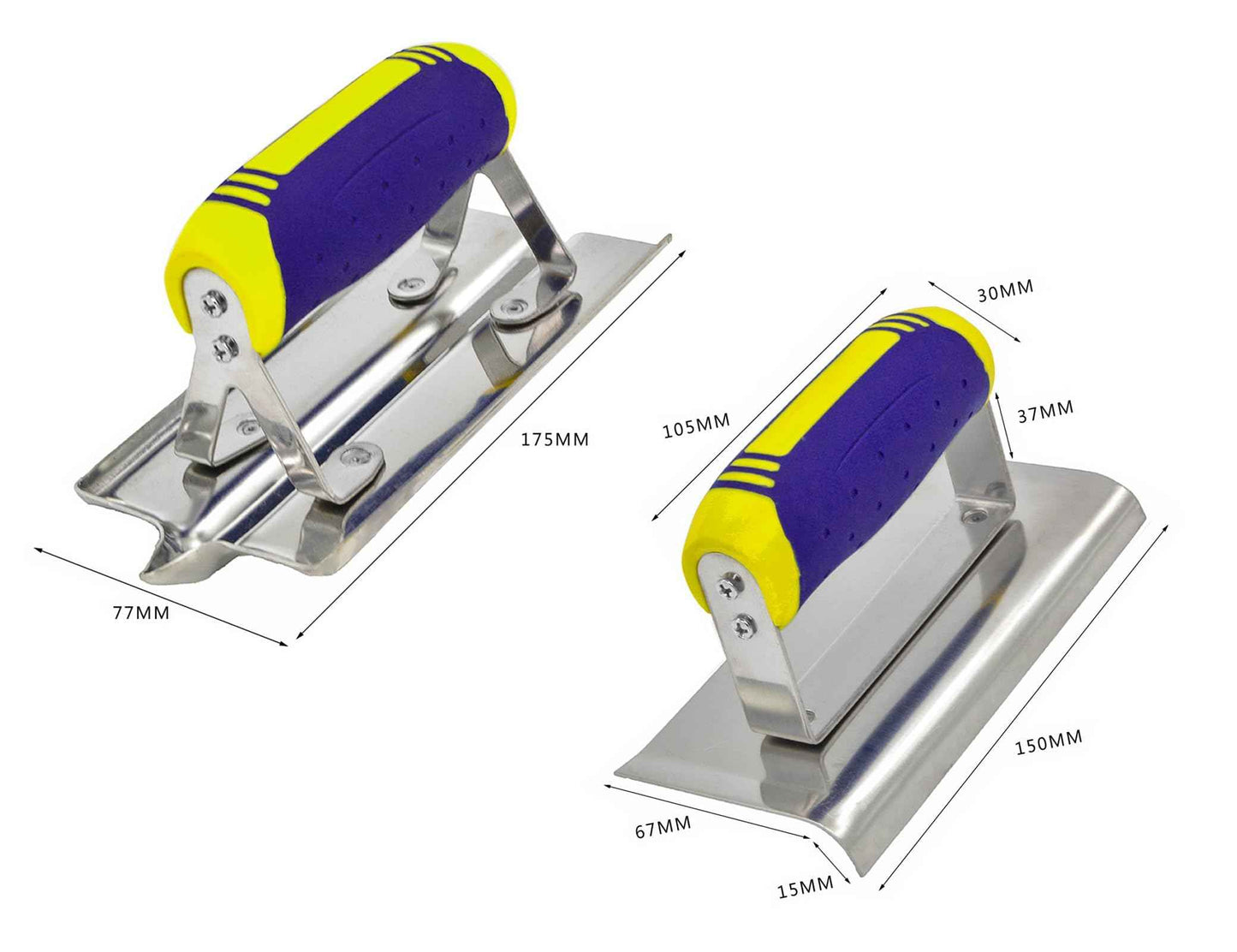 Concrete Tools Set Stainless Steel Pool Trowel (11" x 4") plus Concrete Edger (6" x 3", 1/2"R) and Groover (6" x 3", 1/2"W,1/2"D) Stucco Cement Finishing Masonry Construction Hand Kit