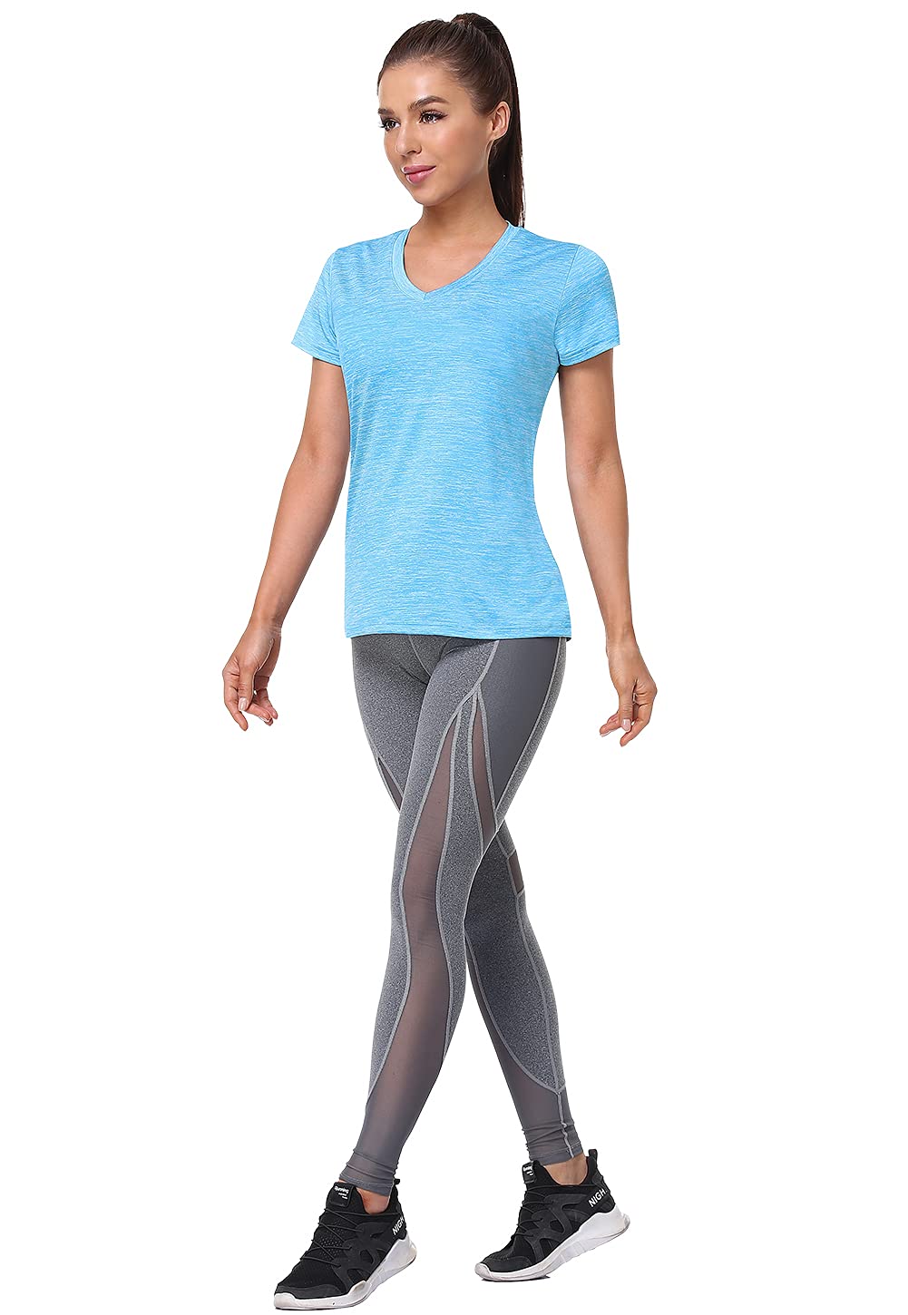 Cosy Pyro Women Short Sleeve V-Neck Athletic T-Shirt Exercise Tees Set 8 XL