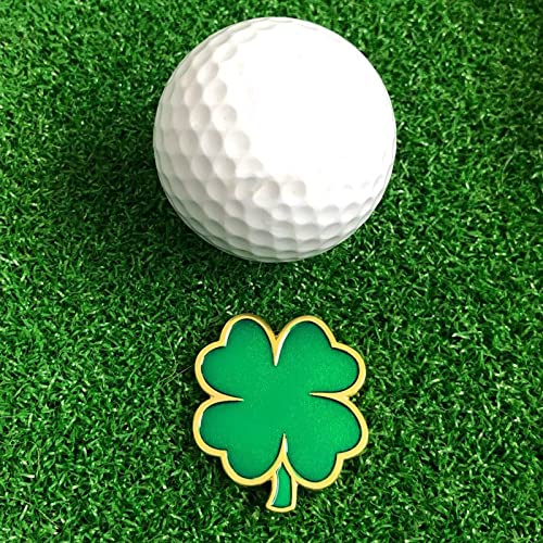 UNYNY 2 Pcs Clover Golf Ball Markers with Hat Clip - Lucky Four Leaf Clover Design