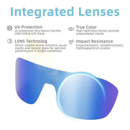 B.N.U.S Cycling Sunglasses Wrap-Around Design for mens and women (Polished Black/Sapphire Polarized, Plastic Lenses)