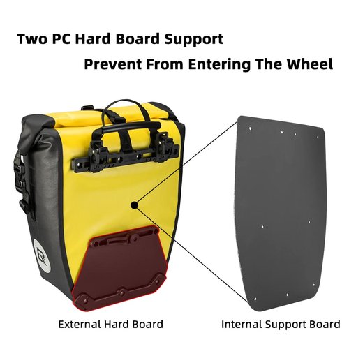 ROCKBROS Bike Pannier Waterproof 27L Large Capacity Bike Bag Rear Rack Bicycle Pannier Bag Waterproof for Grocery Touring Cycling Yellow*1