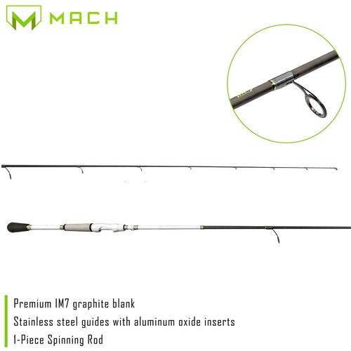 Lew’s MACH 1 Spinning Fishing Rod, 7-Foot, 1-Piece IM7 Graphite Rod with Medium Power and Fast Action, Winn Dri-Tac Split-Grip