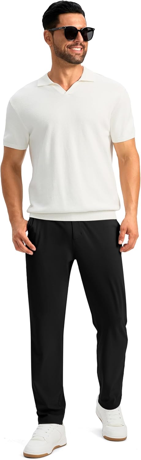 Soothfeel Men's Golf Pants - Slim Fit Stretch Sweatpants with 5 Pockets | Casual Travel Work Attire