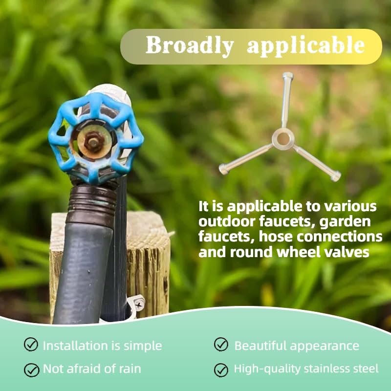 fxnx Adjustable Outdoor Faucet Handle,Hose Bib Handle, Outdoor Garden Faucet, Hose Bib, Round Wheel for 3/8" Or Smaller Exposed Stem Outdoor Faucet Handle Replacement