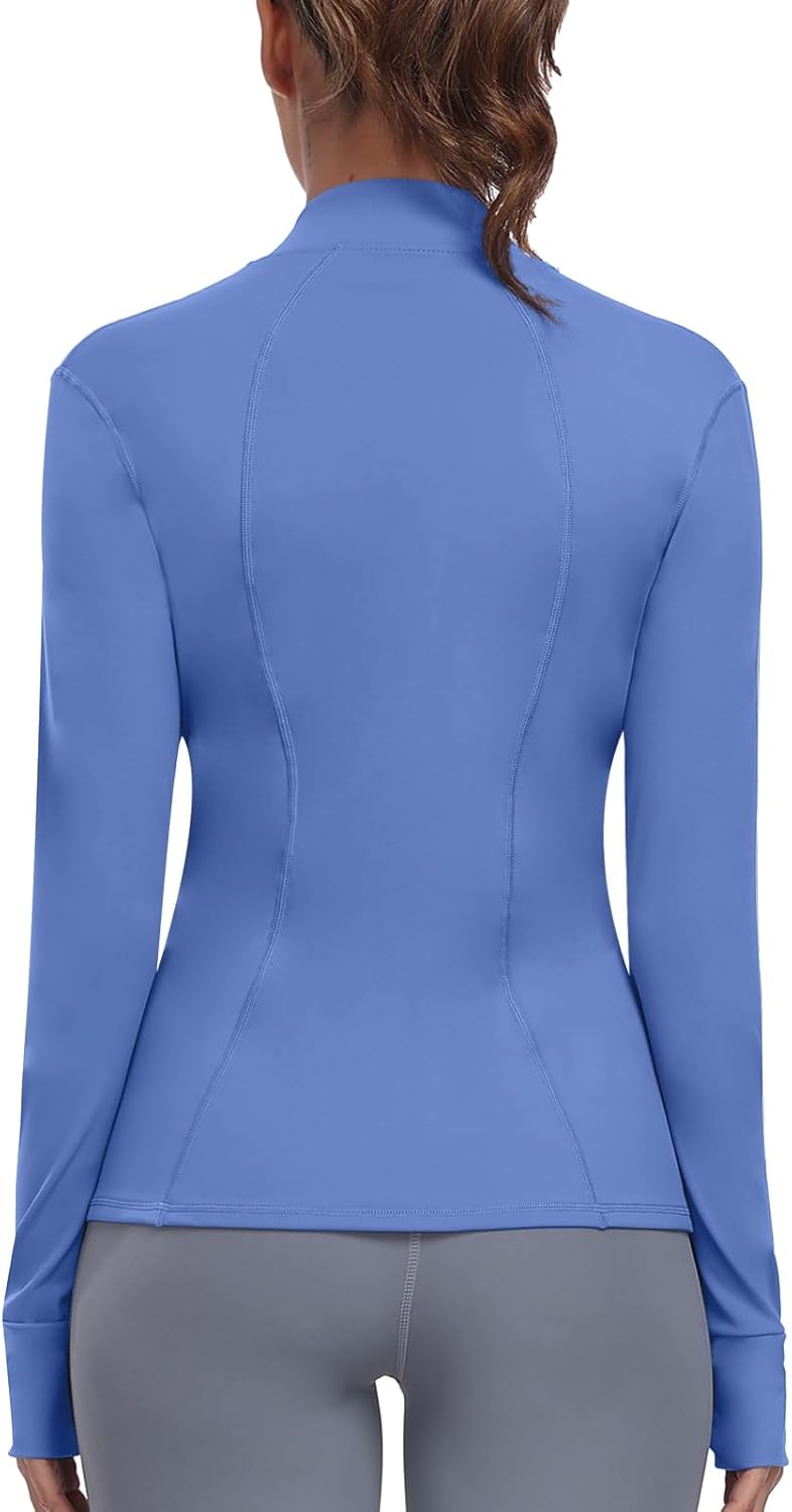 Skiennix Women's Athletic Full Zip Jacket - Lightweight Running & Yoga Sportwear with Pockets & Thumb Holes