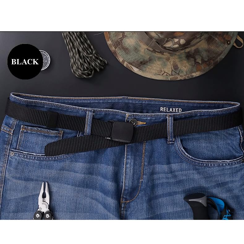 Military Tactical Belt with Nickel Free Plastic Buckle - Black, 1.25 Inch Width