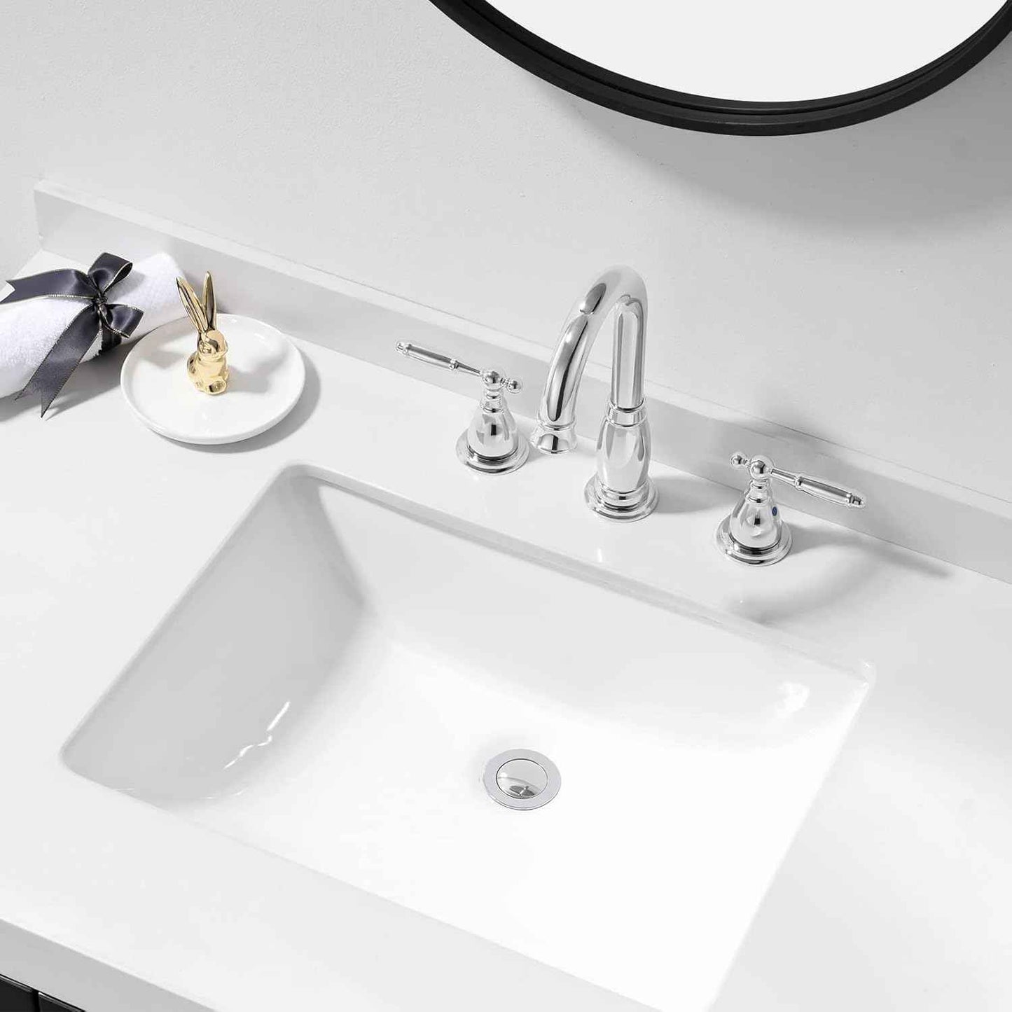 Oil Rubbed Bronze Widespread Bathroom Faucet Set with Valve & Drain - Phiestina WF017-4-ORB