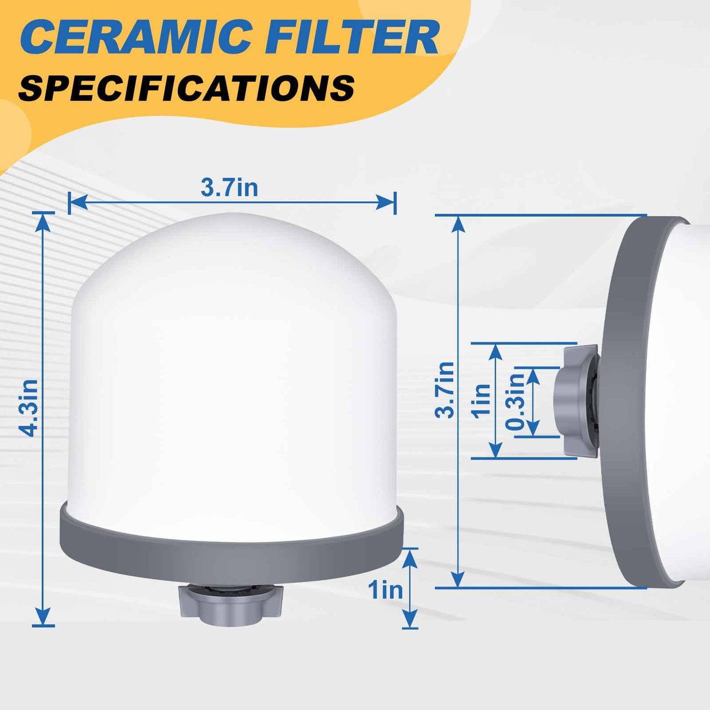 YKMGON Replacement Ceramic Dome Water Filter with Coconut Shell Activated Carbon, 0.2 to 0.5 micron for Countertop Water Filter System 2PACK